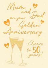 Classic 50th Anniversary Card - For Mum And Dad - Cheers To 50! created by Stuck Shop Gifts