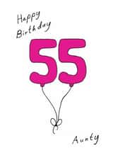 Classic 55th Birthday Card - For Aunty - Balloons created by A Ray of Sunshine Cards