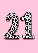 Classic Birthday Card - 21st - Pink- Leopard Print created by Beth Higgins Art