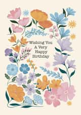 Pretty Birthday Card - Florals - Wishing You A Very Happy Birthday created by Holly Hudson-Smith