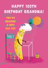 Cute Birthday Card - 100th - For Grandma - Ripe Banana created by Hannah Jayne Lewin