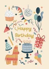 Classic Birthday Card - Piñata - Presents - Balloons created by Holly Hudson-Smith