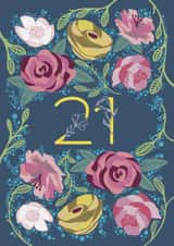 Pretty 21st Birthday/Anniversary Card - Flowers - Floral created by Holly Hudson-Smith