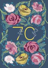 Pretty 70th Birthday/Anniversary Card - Flowers - Floral created by Holly Hudson-Smith