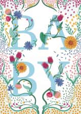 Classic New Baby Card - For Baby Boy - Flowers created by Holly Hudson-Smith
