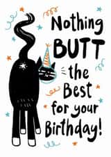 Punny Birthday Card - Nothing Butt - Cat created by StudiOllie