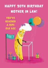 Cute 90th Birthday Card - For Mother In Law - Ripe Banana created by Hannah Jayne Lewin