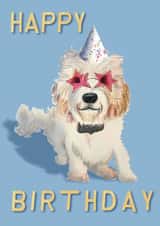Cute Birthday Card - Cockapoo - Star Sunglasses created by Lisa Hand Illustration