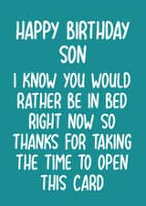 Cheeky Birthday Card - For Son - Rather Bed In Bed created by Pack a Punch Designs