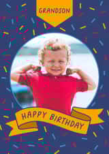 Personalised Birthday Photo Card created by Evie Garnett Designs - Classic Birthday Card - For Grandson - Banner