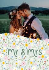 Personalised Wedding Photo Card created by Fliss Muir - Pretty Wedding Card - Mr And Mrs - Florals