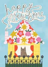 Cute New Home Card - Cat - Bird Watching created by Happy Wolf