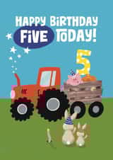 Cute Birthday Card - 5th - Tractor created by Giddy Kipper
