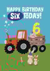 Cute Birthday Card - 6th - Tractor created by Giddy Kipper