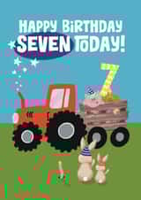 Cute Birthday Card - 7th - Tractor created by Giddy Kipper