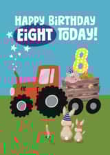 Cute Birthday Card - 8th - Tractor created by Giddy Kipper