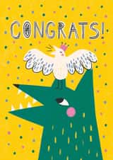 Cute Congratulations Card - Wolf - Bird created by Happy Wolf