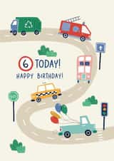 Classic Birthday Card - 6th - Vehicles And Transport created by Kimberley Rose Studio