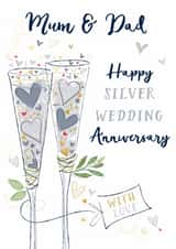Traditional Anniversary Card - 25th - Mum And Dad - Silver Wedding created by Katie Phythian Design