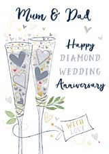 Traditional Anniversary Card - 60th - Mum And Dad - Diamond Wedding created by Katie Phythian Design