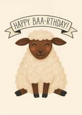 Cute Funny Sheep Birthday Card - “Happy Baa-rthday!” - For Kids or Adults created by Bloom&Flo