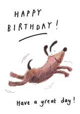 Cute Birthday Card - Fuzzy and cuddly Jumping Dog created by Sketchy Muma