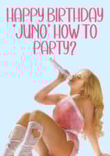 Sabrina Carpenter Juno How To Party? Birthday Card created by Illustratoni