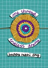 Fun Raksha Bandhan Card - One Thread, Endless Drama - Pun created by The Playful Indian