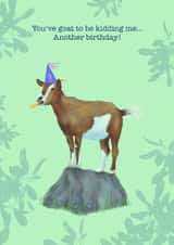 Funny birthday card with a cute goat pun created by Steph Peacock’s Art
