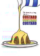 Custard birthday card - live a long life with custard created by Lucy Driver