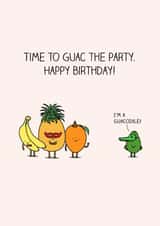 Cute Birthday Card - Time To Guac The Party - Avocado Pun created by Milkyprint