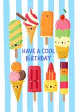 Cute Birthday Card - Ice Creams - Cool Birthday created by Nicola Watson
