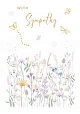Classic Sympathy Card - Wildflowers and Butterflies- Pretty Florals created by SABIVO Design by Sabina