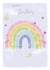 Pretty Floral Rainbow Birthday Card - Cute Bees Butterflies and Ladybird created by SABIVO Design by Sabina