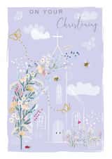 Pretty Christening Floral Church Card - Meadow Flowers Bees and Ladybird - Daisy created by SABIVO Design by Sabina