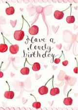 Pretty Birthday Card - Cherries - Bows created by Love Lucy Illustration