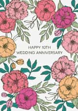 Pretty Anniversary Card - 10th - Classic Florals created by Sazerelli Designs