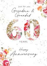 Classic Anniversary Card - Grandma & Grandad - 60 Years Anniversary - Floral created by Rebecca Prinn