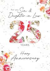 Classic Anniversary Card - Son & Daughter in Law - 25th Anniversary - Floral created by Rebecca Prinn