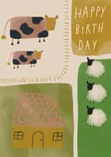 Cute Birthday Card - Farm Animals created by Fiona Fawcett