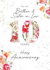 Classic Anniversary Card - Brother & Sister in Law - 10th Anniversary - Floral created by Rebecca Prinn