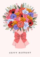 Pretty Birthday Card - Floral Bouquet - For Her created by Sad Girl Illustration