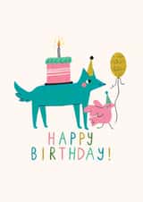 Cute Birthday Card - Party Animals - Dog created by Happy Wolf