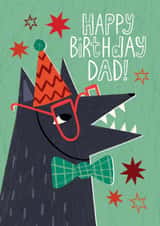 Cute Birthday Card - For Dad - Party Wolf created by Amy Hodkin