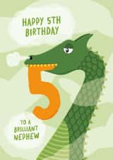 Cute Birthday Card - 5th - Brilliant Nephew created by Macie Dot Doodles