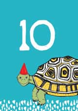 Cute 10th Birthday Card - Tortoise - Party Hat created by martha and hepsie ltd