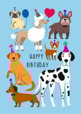 Cute Birthday Card - Dogs - Dogs Wearing Party Hats created by Irini Herzog