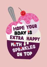 Cute Birthday Card – Kate Smith Co - Ice Cream Sundae with Sprinkles and Cherry created by Danilo