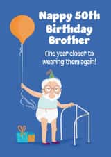 Cheeky 50th Birthday Card - For Brother - Nappy created by Hannah Jayne Lewin