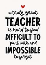 Classic Thank You Card - For Teacher - Impossible To Forget created by Sundiva Designs